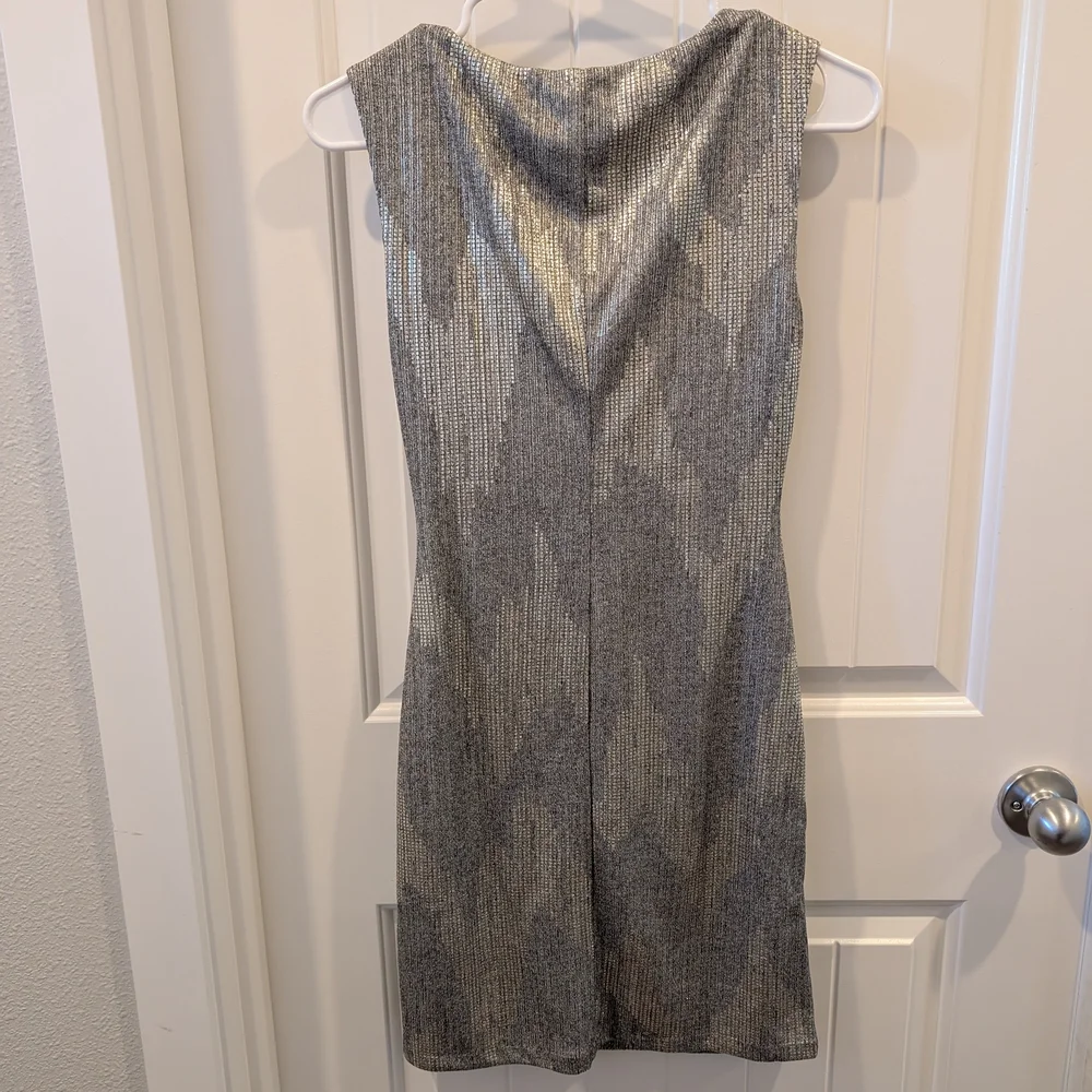 White House Black Market Shimmering Silver Mini Dress - Picture 5 of 6